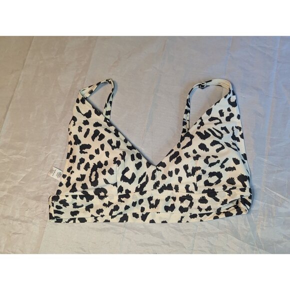 Aerie Other - Aerie Swim Bikini Top Large Leopard Cream Black Animal Print Scoop Encolure 1136
